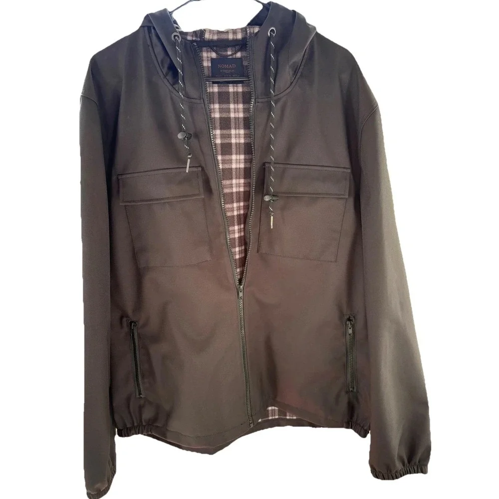 NOMAD by CRAFTFLOW Black Plaid Lined Hooded Jacket Style E THEO MN XL - Picture 2 of 14